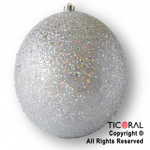 BOLA DE NAVIDAD 15 CM GLITTER PLATA x 1